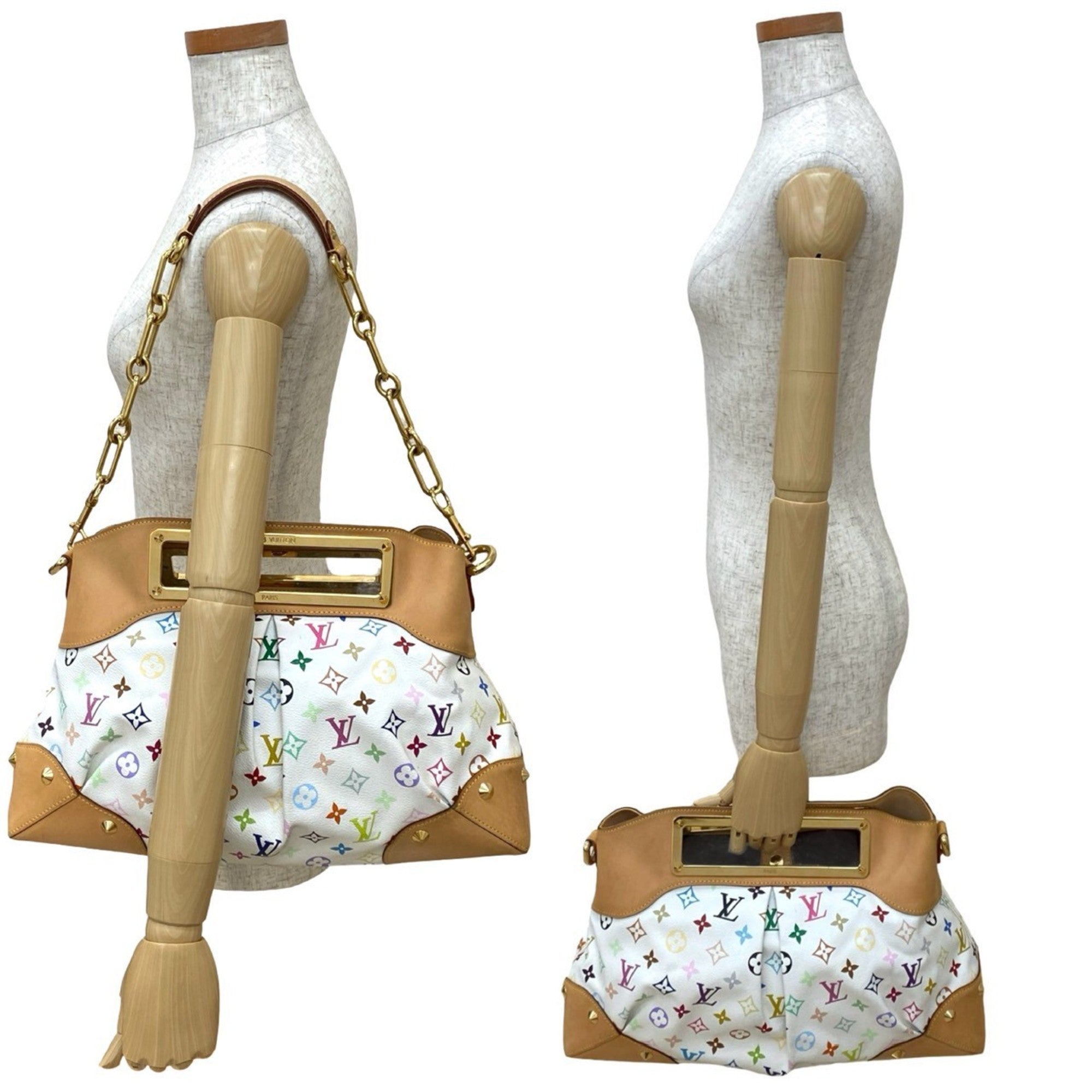 Louis Vuitton Brown Multi-Color White Leather Pvc Handbag Shoulder Bag