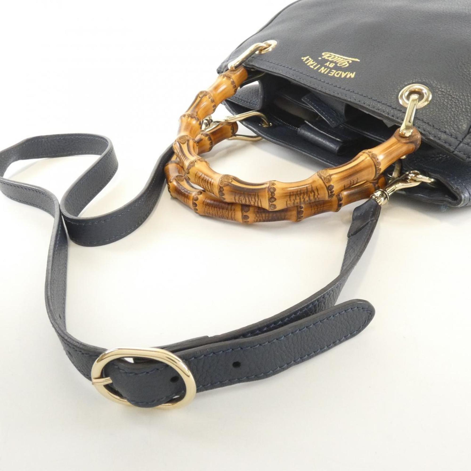 Gucci Dark Blue Leather Handbag (Pre-Owned)