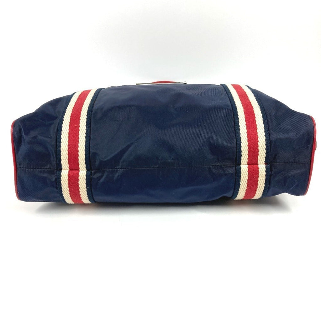 Gucci Navy Red Color Nylon Shoulder Bag Tote Bag (Pre-Owned)