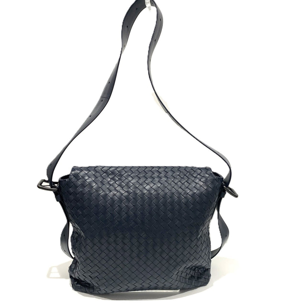 Bottega Veneta Intrecciato Navy Leather Messenger Bag
