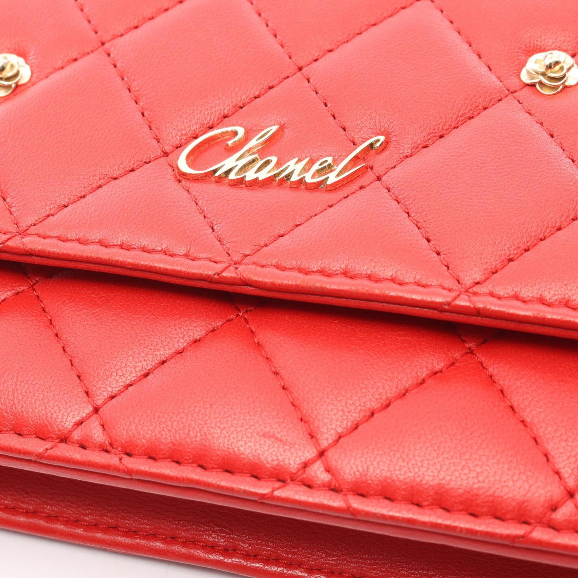 Chanel Red Color Leather Handbag Shoulder Bag