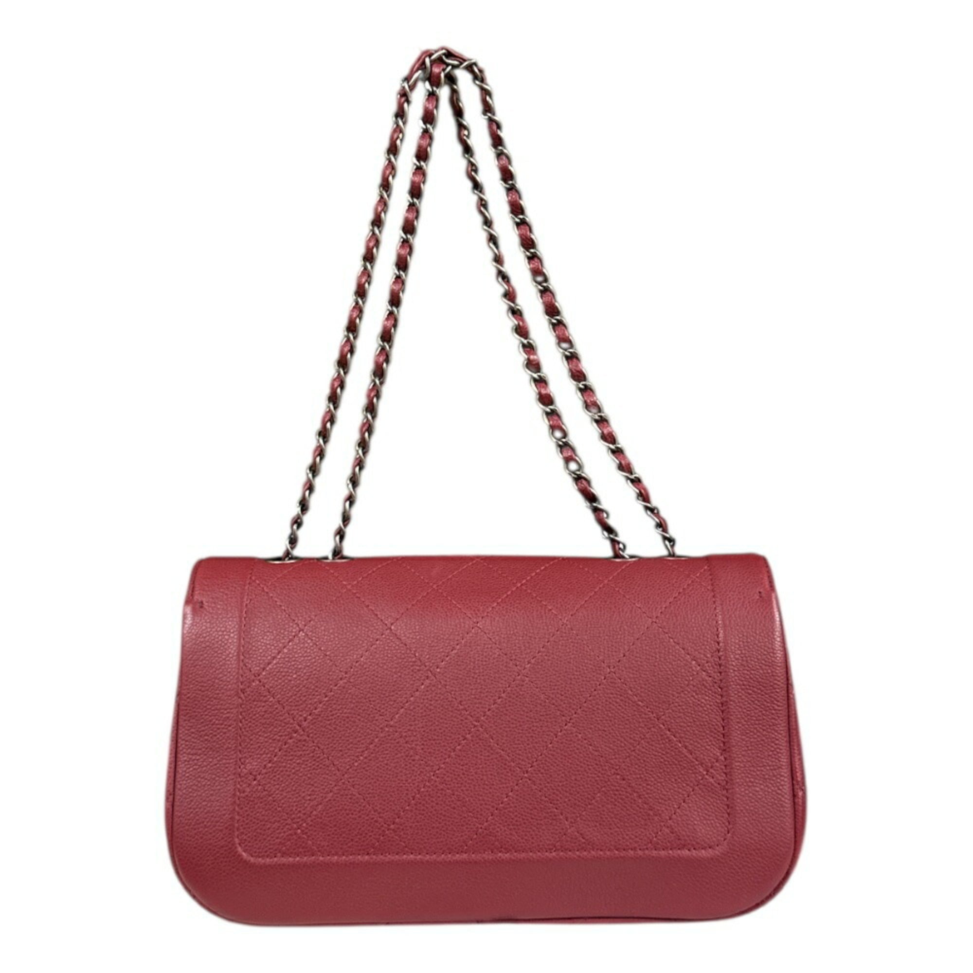 Chanel Matelasse Red Color Leather Shoulder Bag