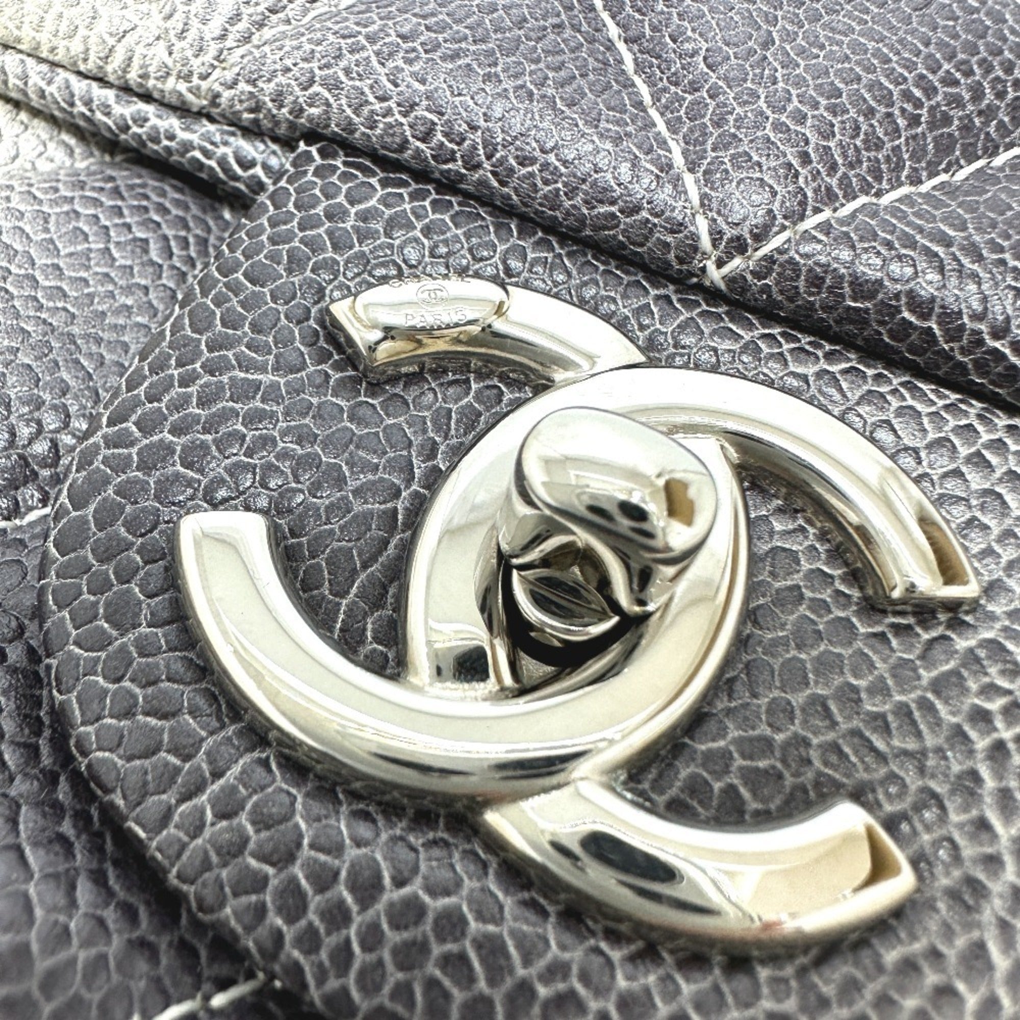 Chanel White Grained Calfskin Shoulder Bag