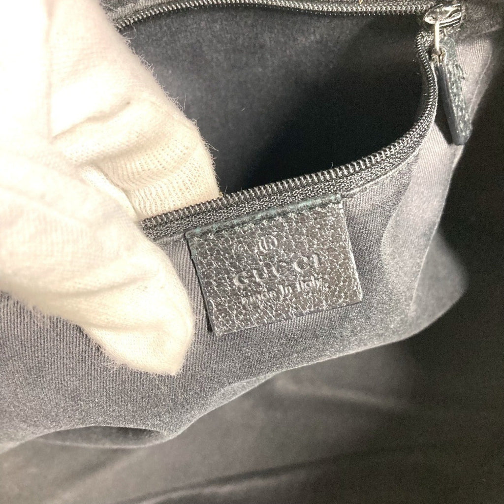Gucci Black Gray Gg Canvas Leather Shoulder Bag Tote Bag (Pre-Owned)