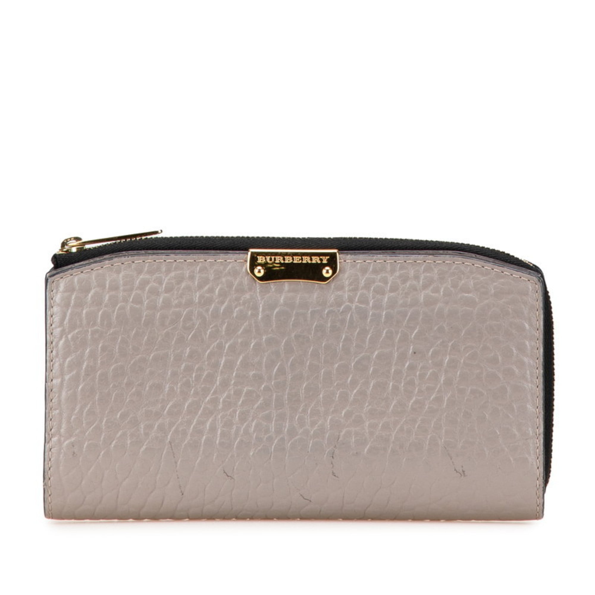 Burberry Gray Leather Long Wallet (Bi-Fold)
