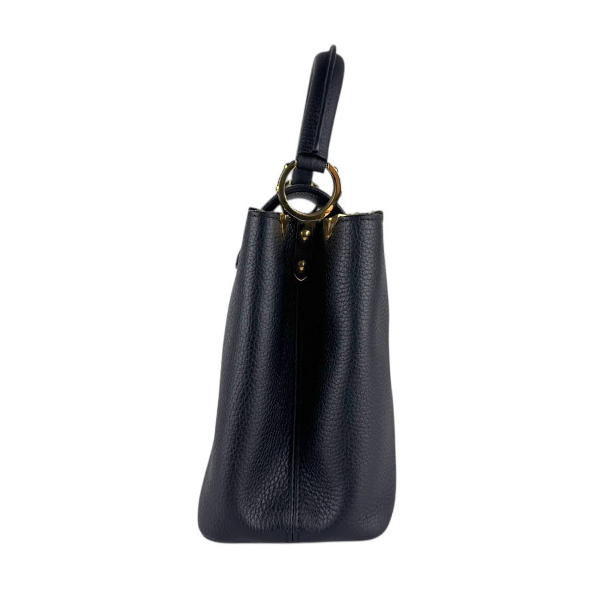 Louis Vuitton Noir Leather Handbag Shoulder Bag