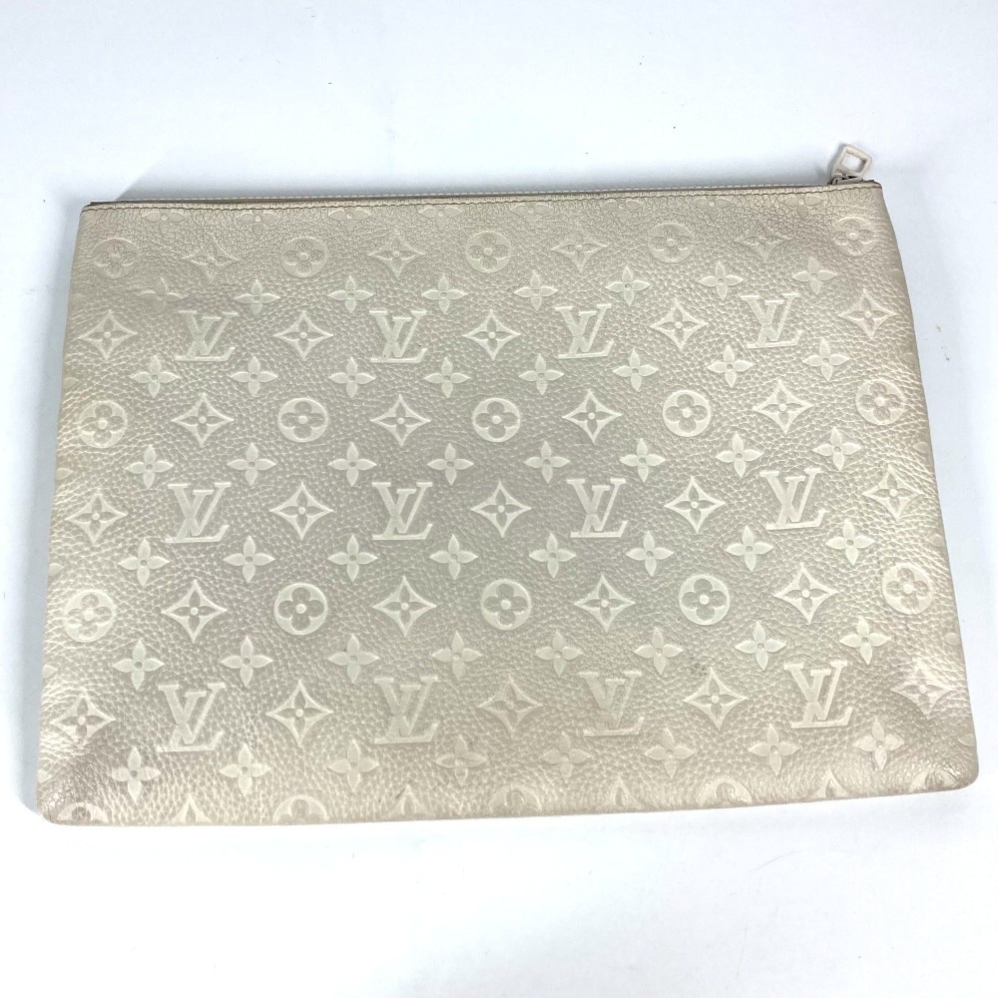 Louis Vuitton White Leather Clutch Bag Pochette Pouch