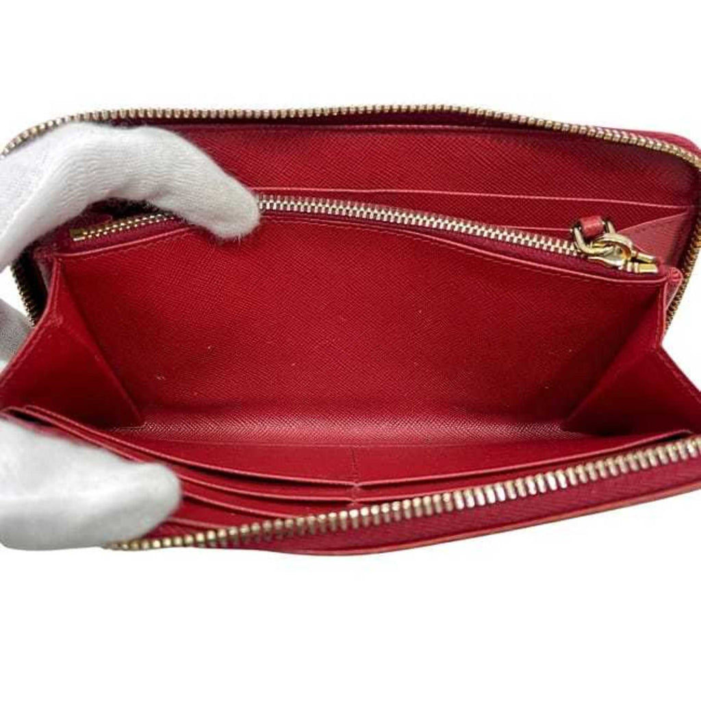 Prada Red Color Saffiano Long Wallet (Bi-Fold)