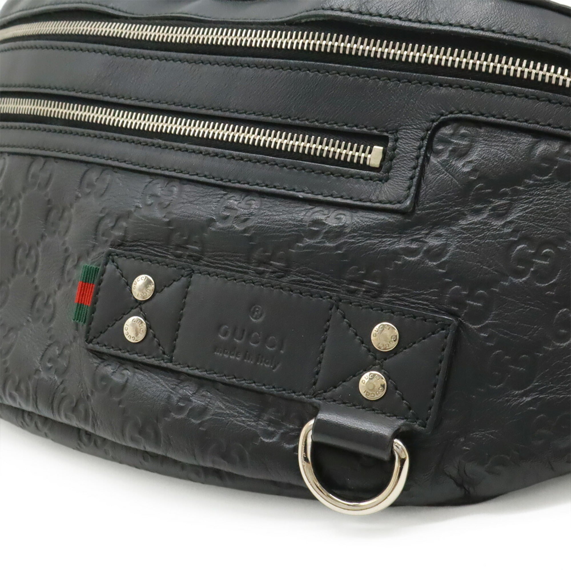 Gucci Black Rubber Coated Canvas Leather Pouch Sling Bag (Pre-Owned)