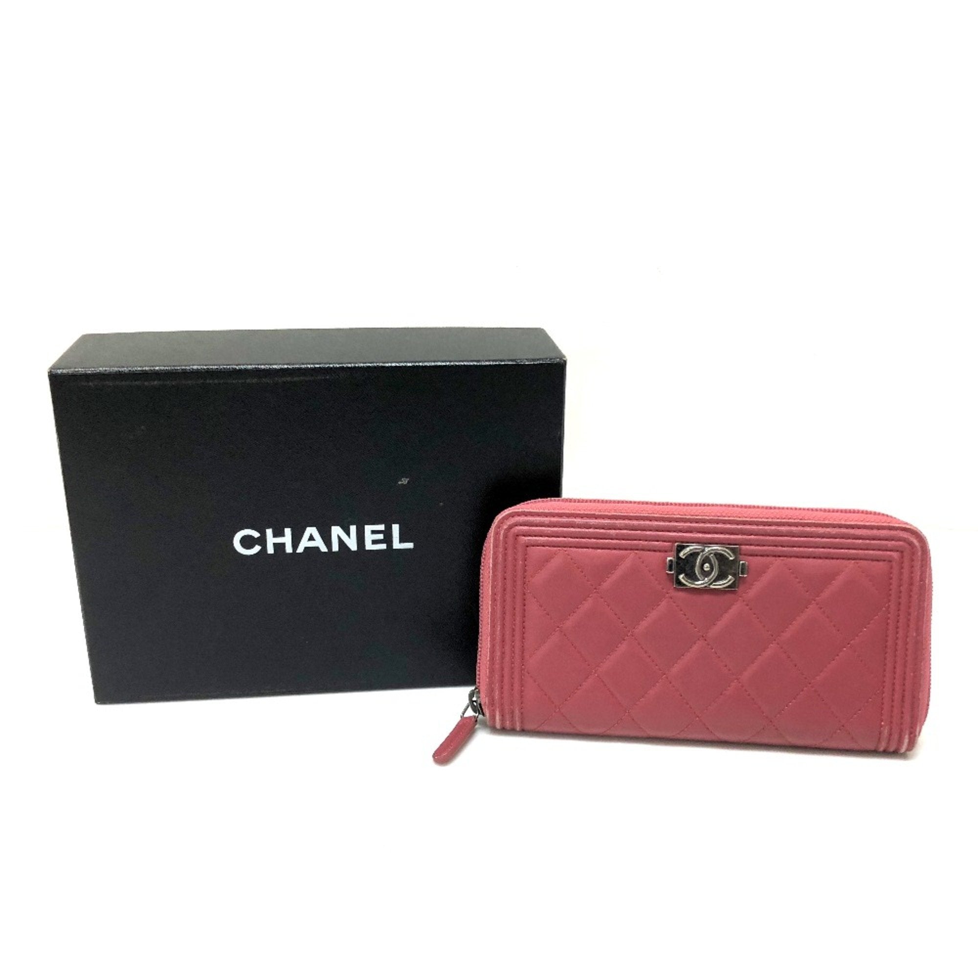 Chanel Pink Leather Long Wallet (Bi-Fold)