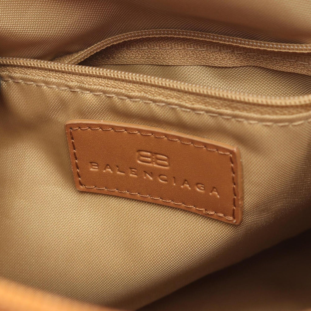Balenciaga Beige Brown Canvas Leather Hand