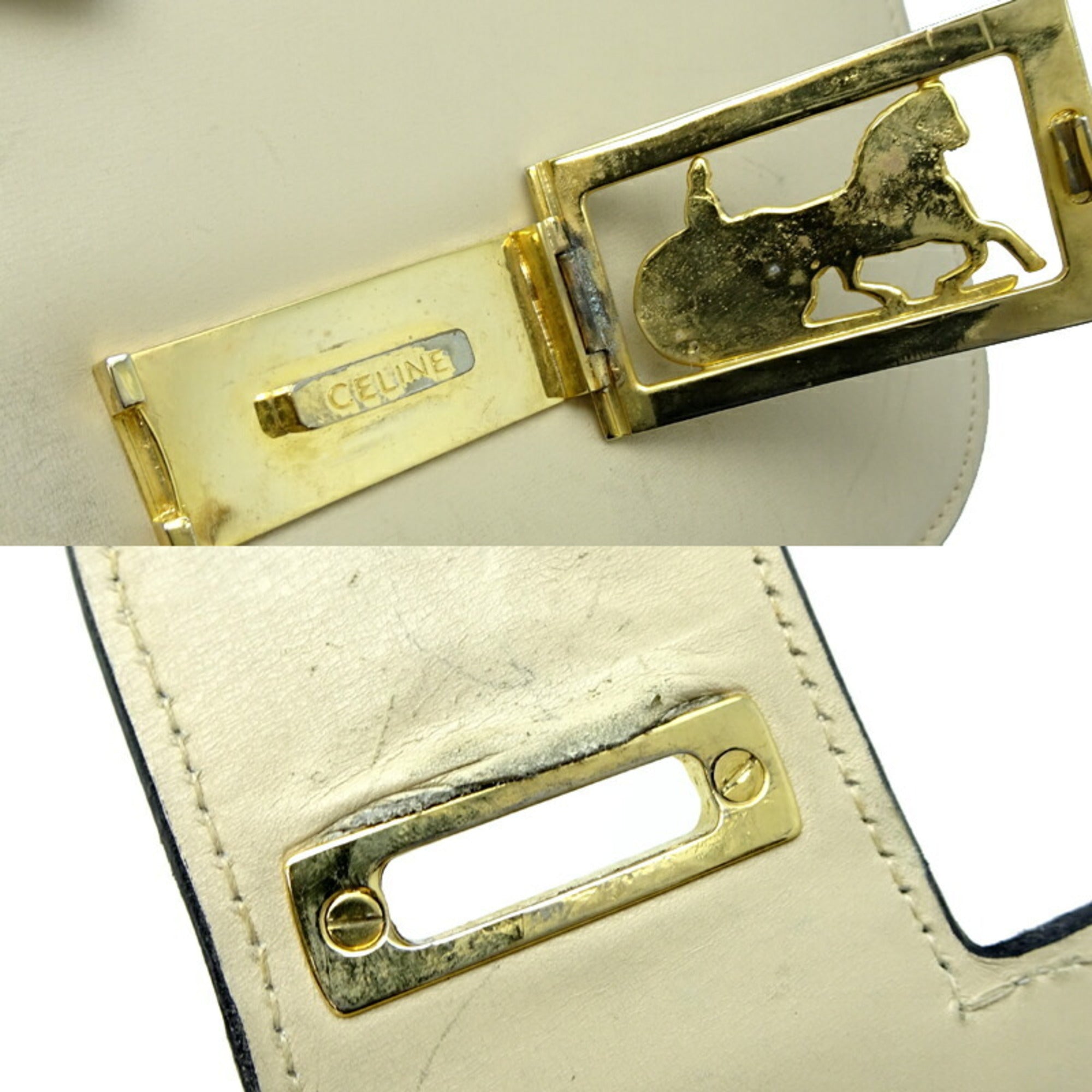 Celine Ivory Leather Shoulder Bag