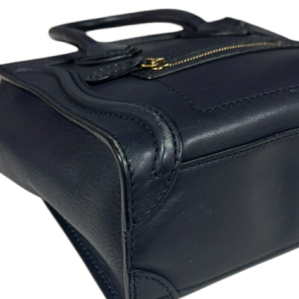 Celine Navy Leather Shoulder Bag