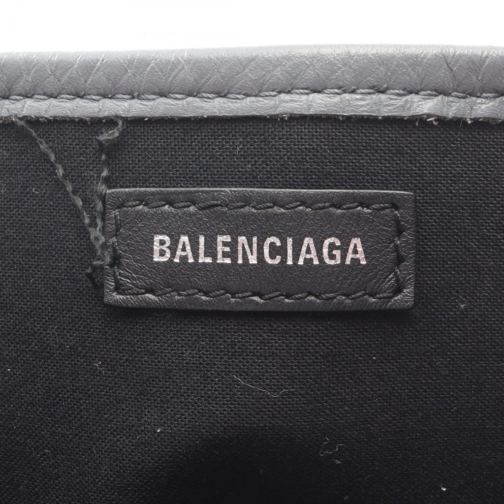 Balenciaga Gray Navy White Canvas Leather Handbag Tote