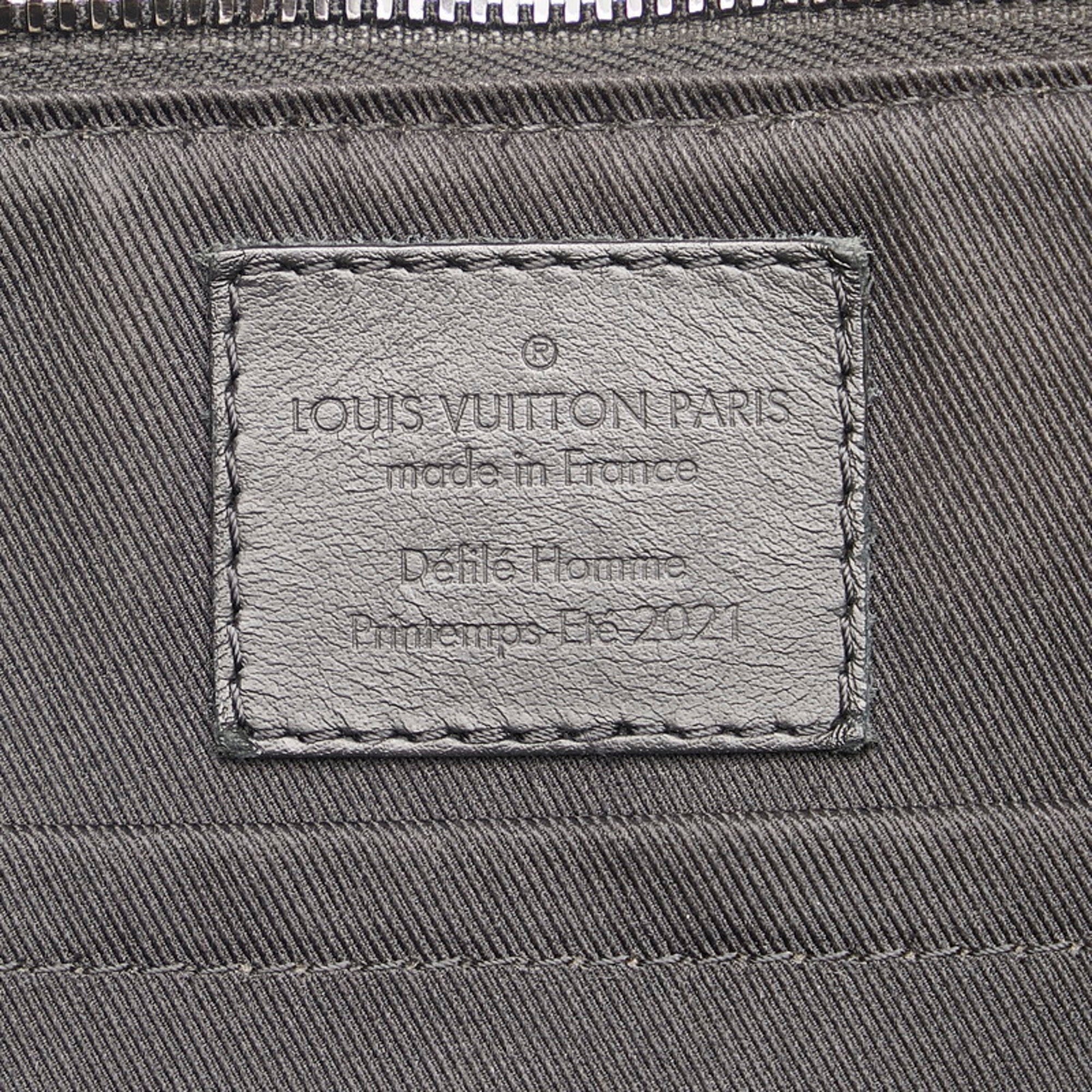 Louis Vuitton Damier Distorted City Keepall Shoulder Bag M57417 Black Grain Leather Men's LOUIS VUITTON