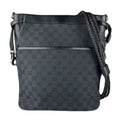 Gucci Black Gg Canvas Leather Shoulder Bag (Pre-Owned)