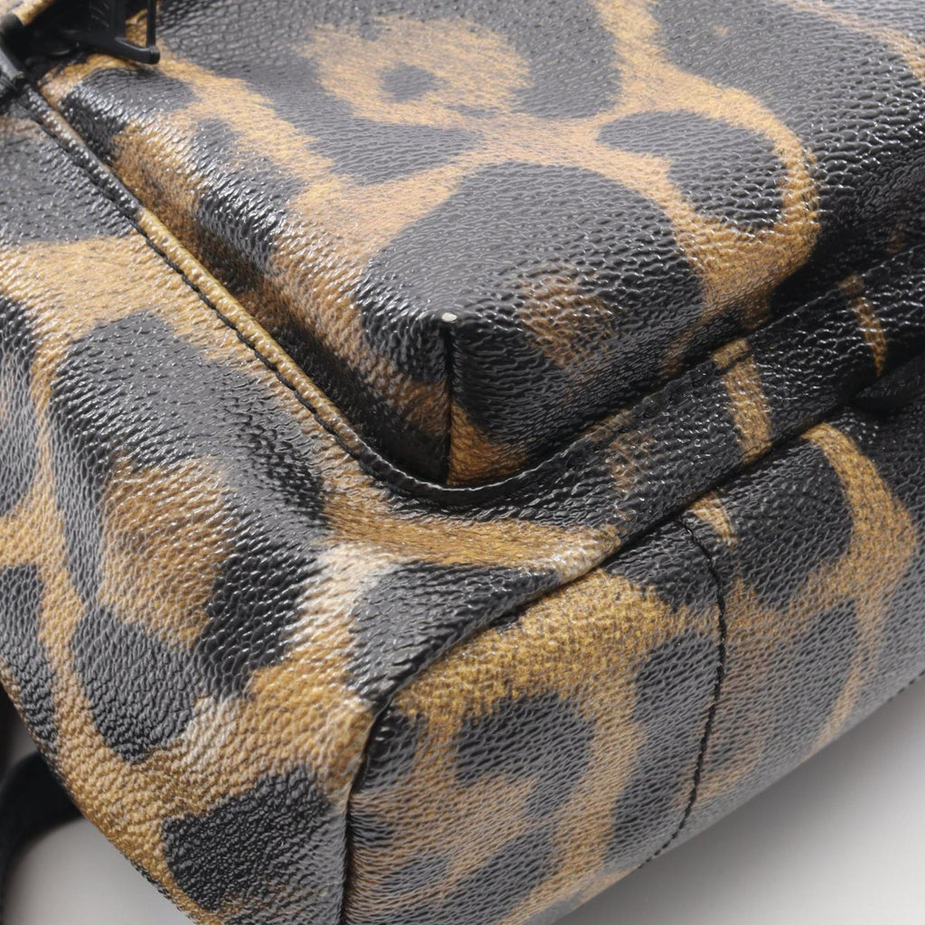 Louis Vuitton Black Brown Coated Canvas Leather Backpack Handbag