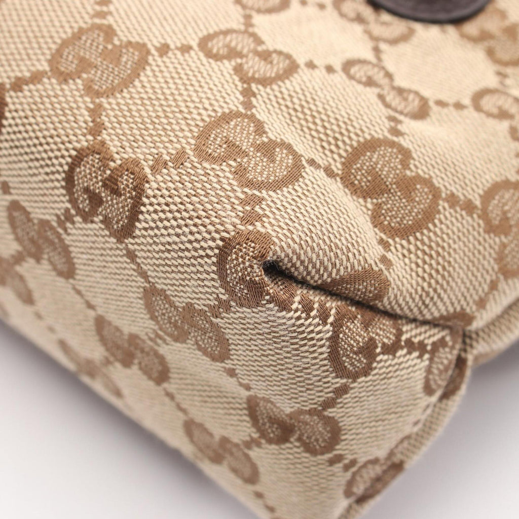 Gucci Beige Brown Gg Canvas Leather Handbag (Pre-Owned)