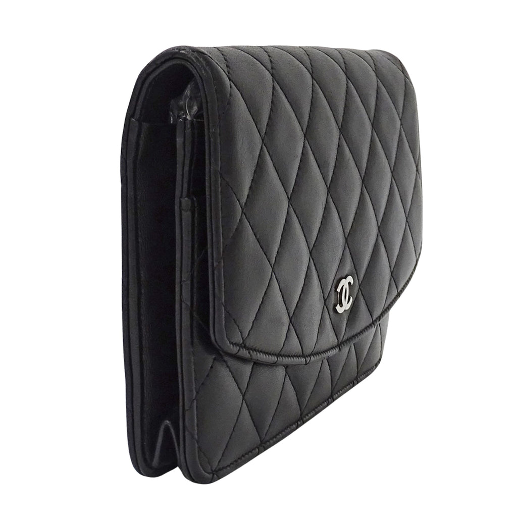 Chanel Black Leather Long Wallet (Bi-Fold)