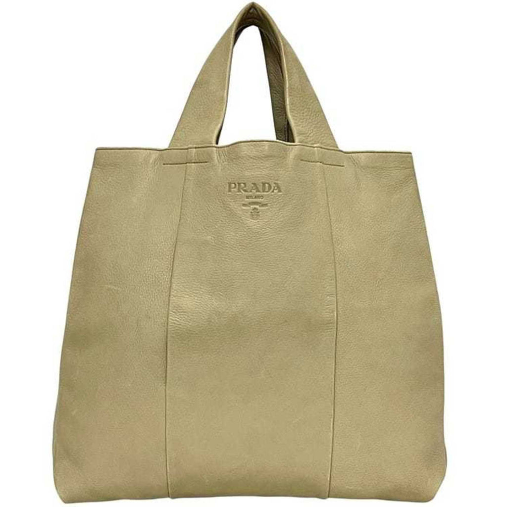 Prada Beige Leather Tote Bag