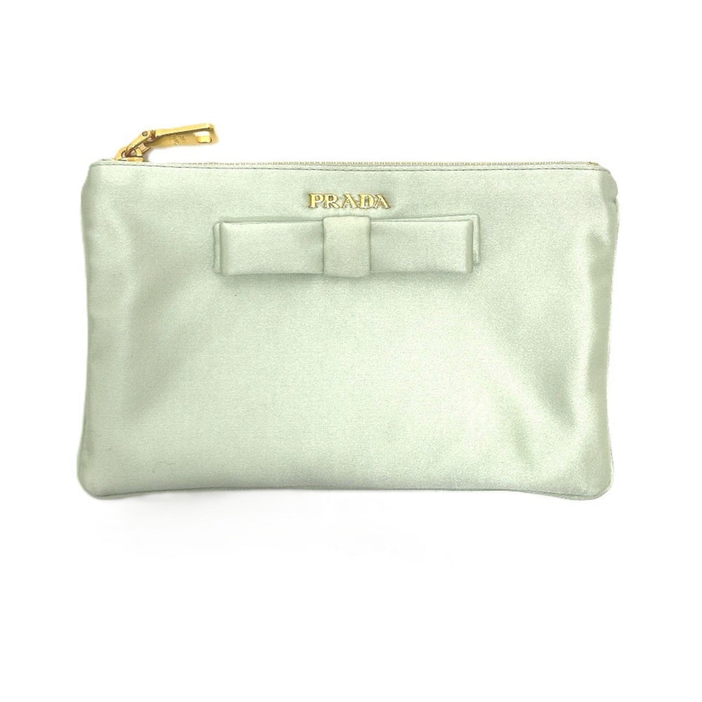 Prada Green Satin Clutch Bag