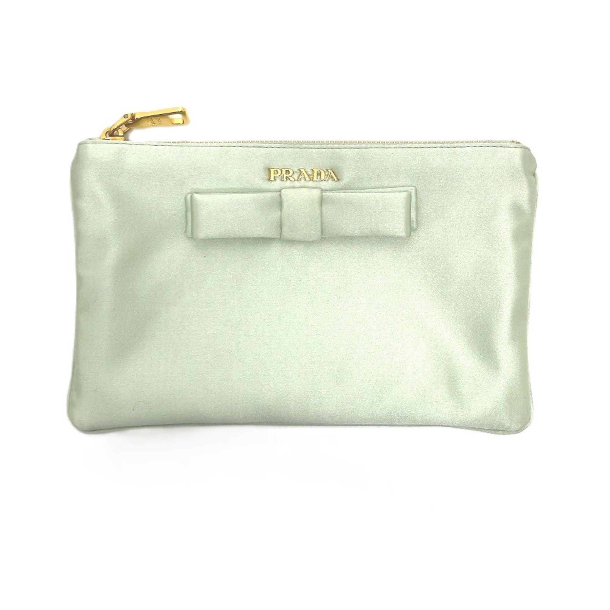 Prada Green Satin Clutch Bag