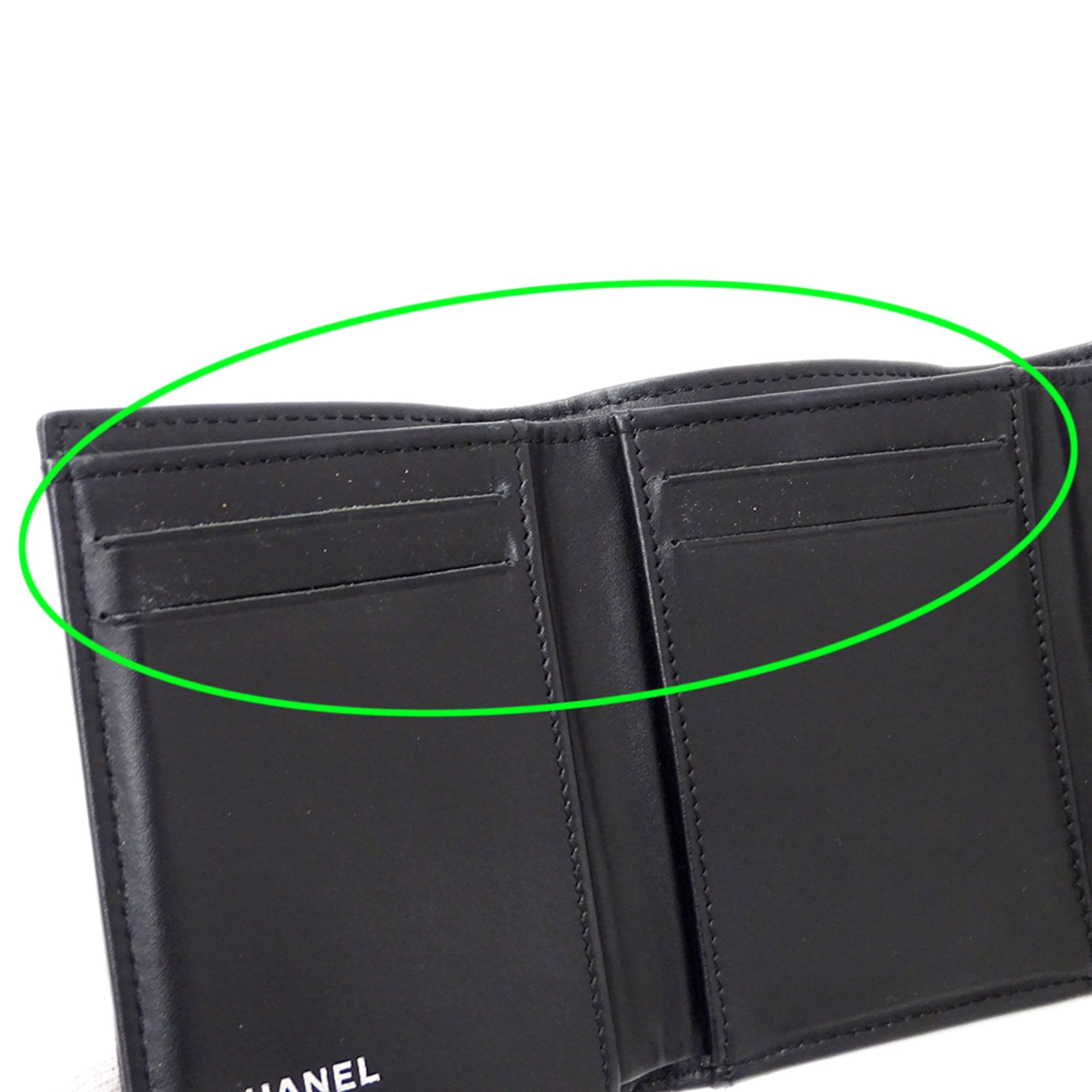 Chanel Black Grained Calfskin Wallet (Tri-Fold)