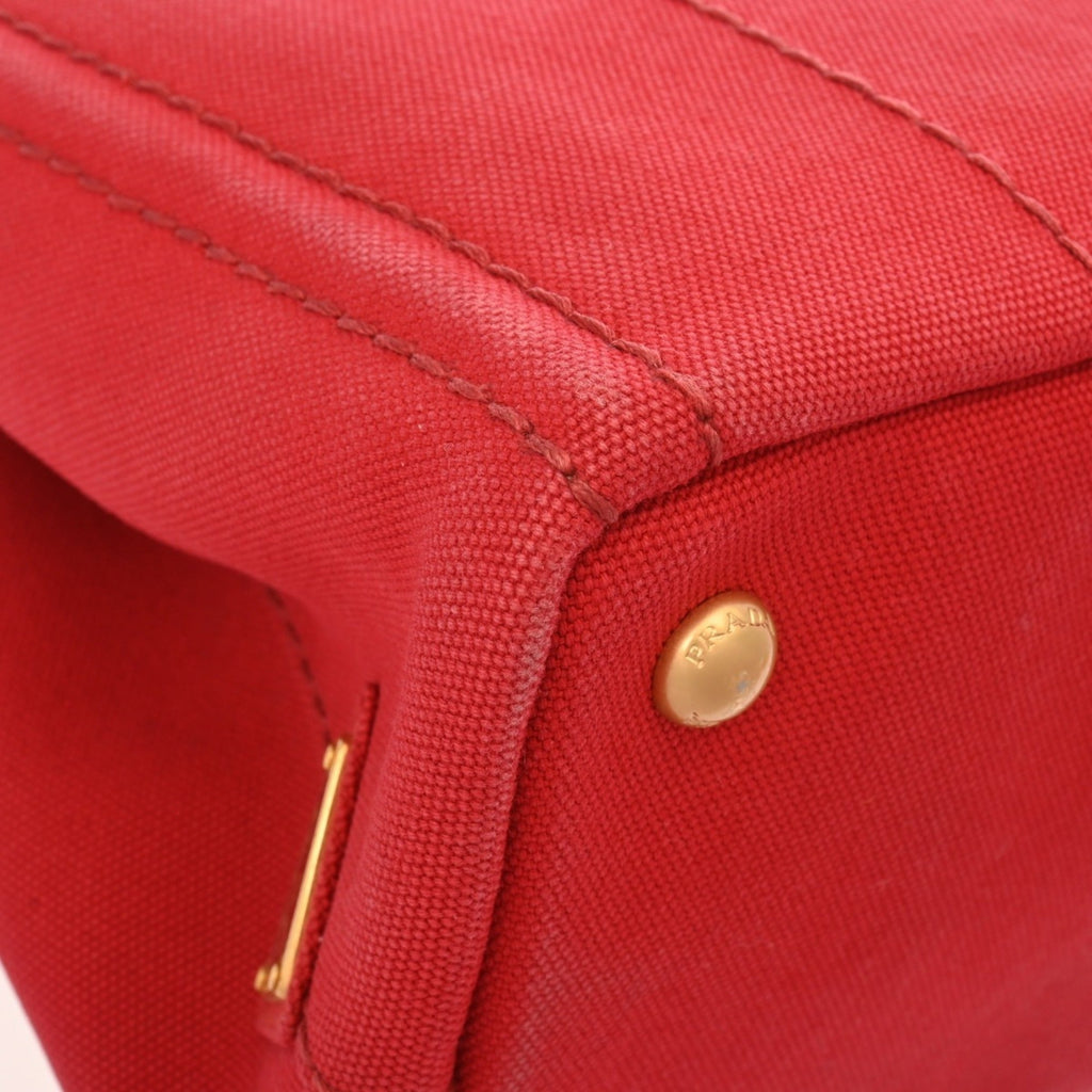 Prada Canapa Red Color Canvas Handbag