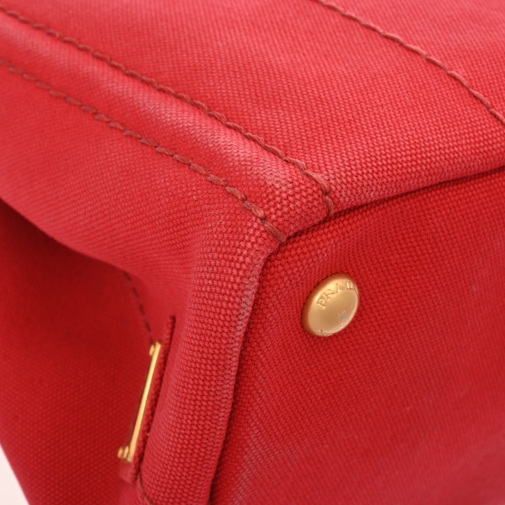 Prada Canapa Red Color Canvas Handbag