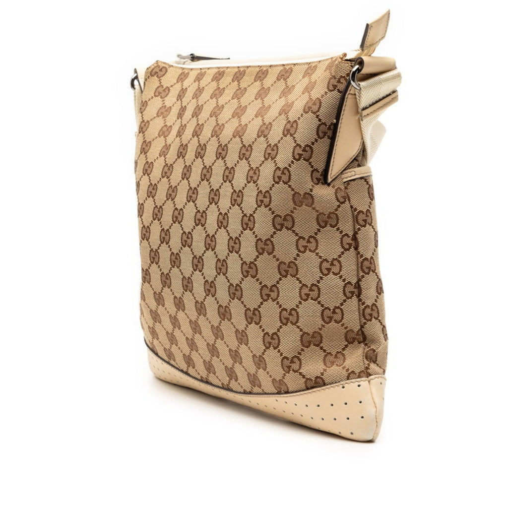 Gucci Gg Canvas Beige Ivory Canvas Leather Shoulder Bag (Pre-Owned)