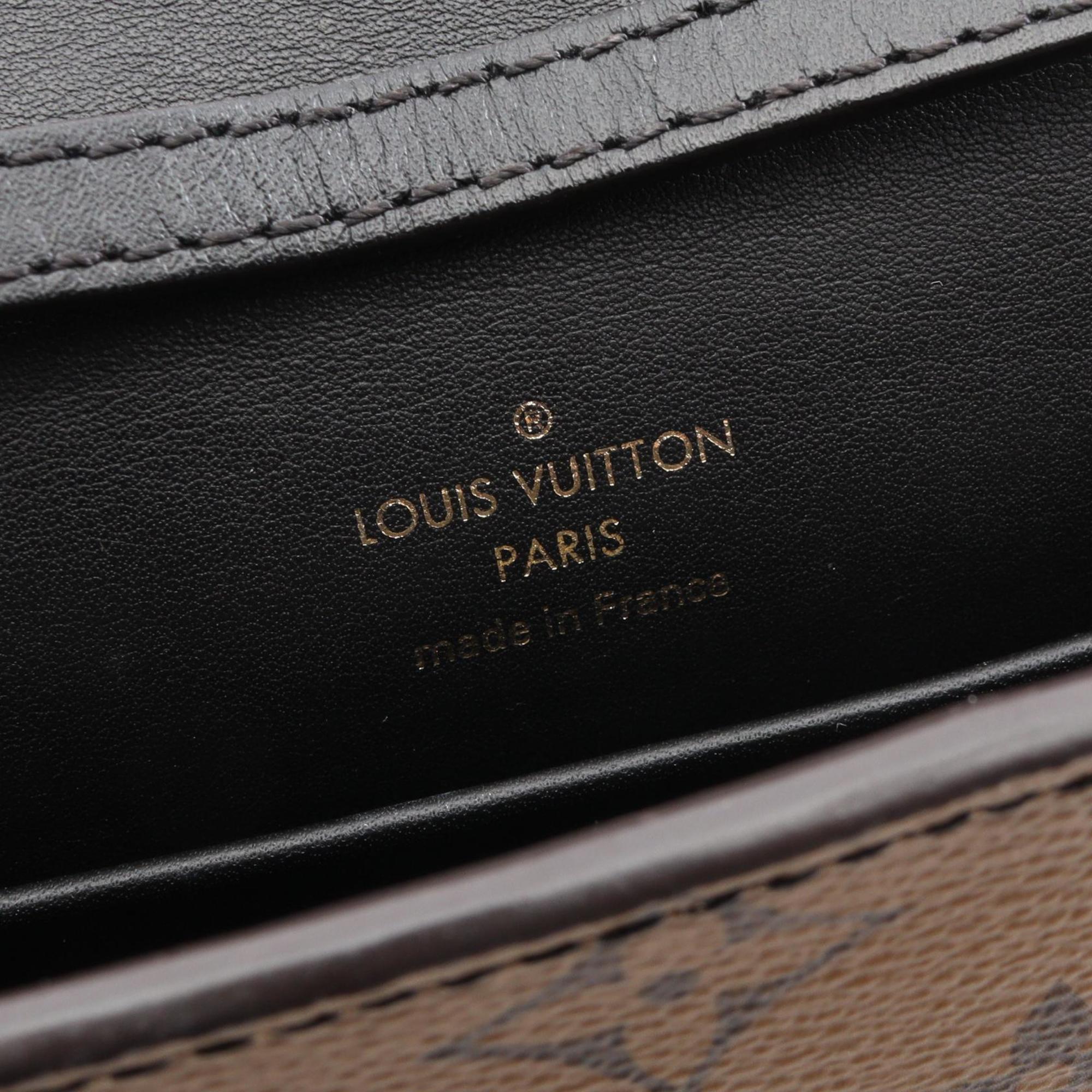 Louis Vuitton Black Brown Coated Canvas Pvc Leather Pochette Shoulder Bag
