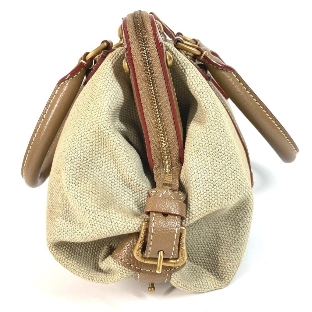 Louis Vuitton Beige Canvas Leather Handbag Shoulder Bag Tote Bag