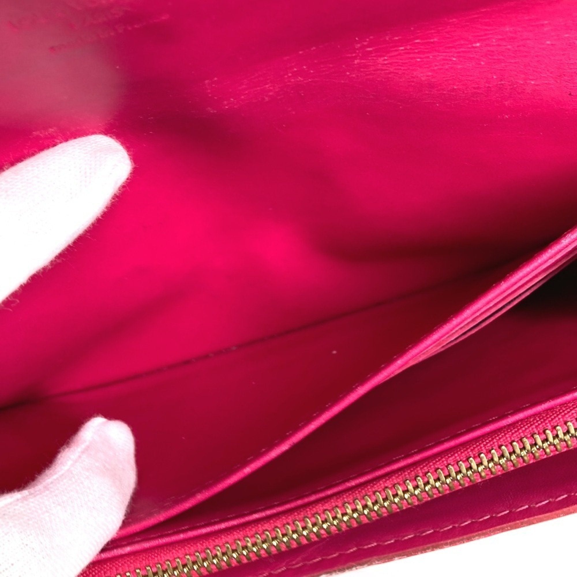 Louis Vuitton Galle Pink Rose Pop Monogram Vernis Long Wallet