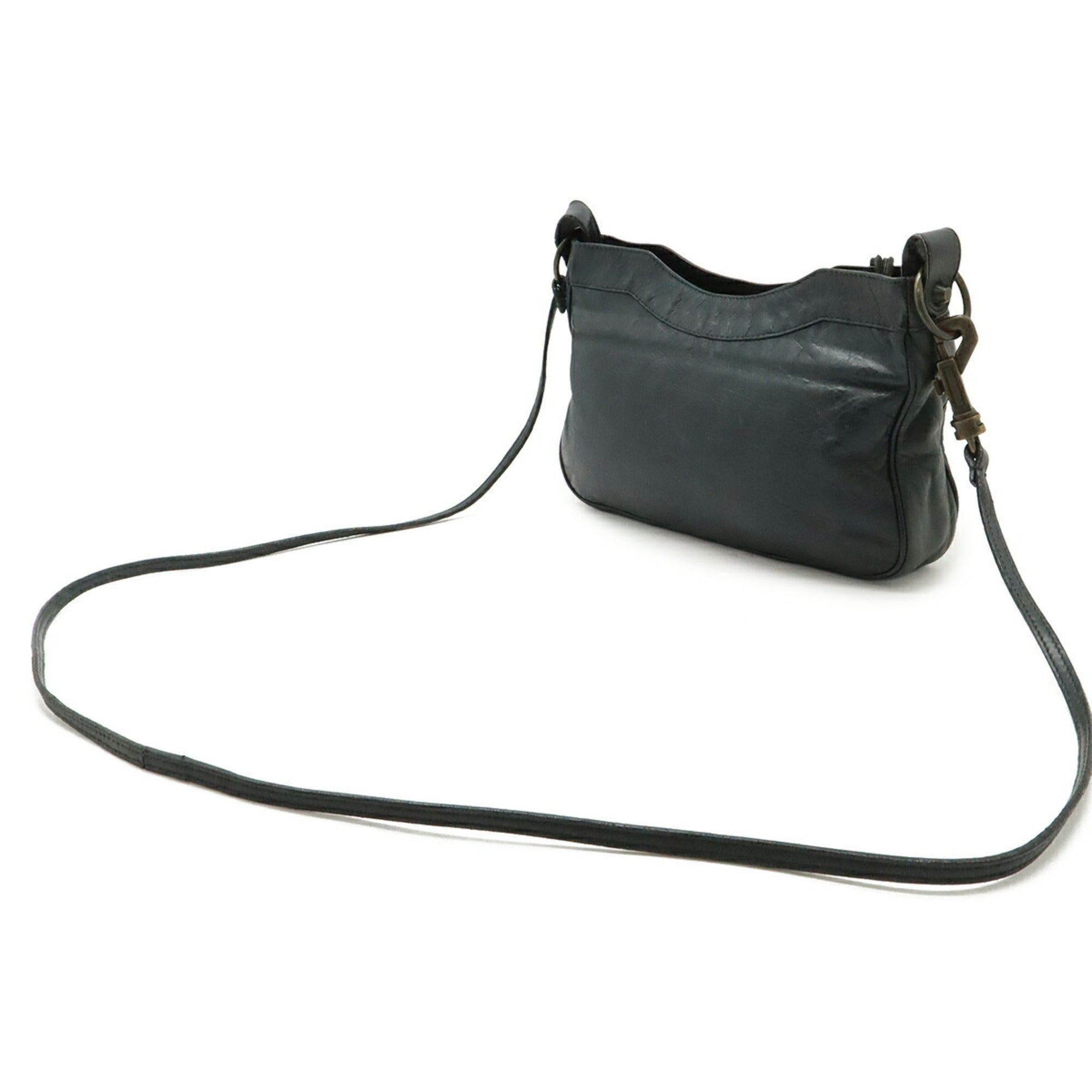 Balenciaga Hip Dark Green Leather Pochette Shoulder