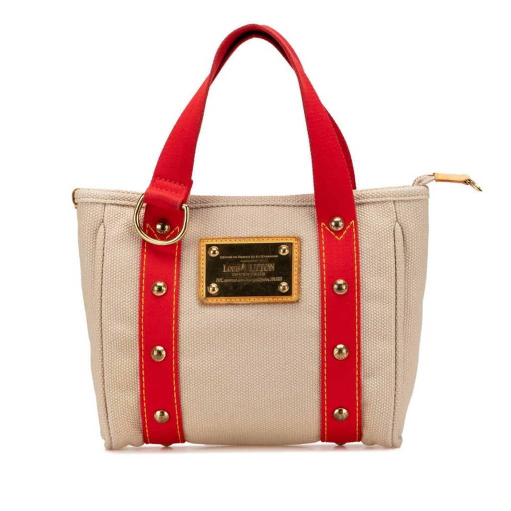 Louis Vuitton Antigua Beige Red Color Canvas Handbag
