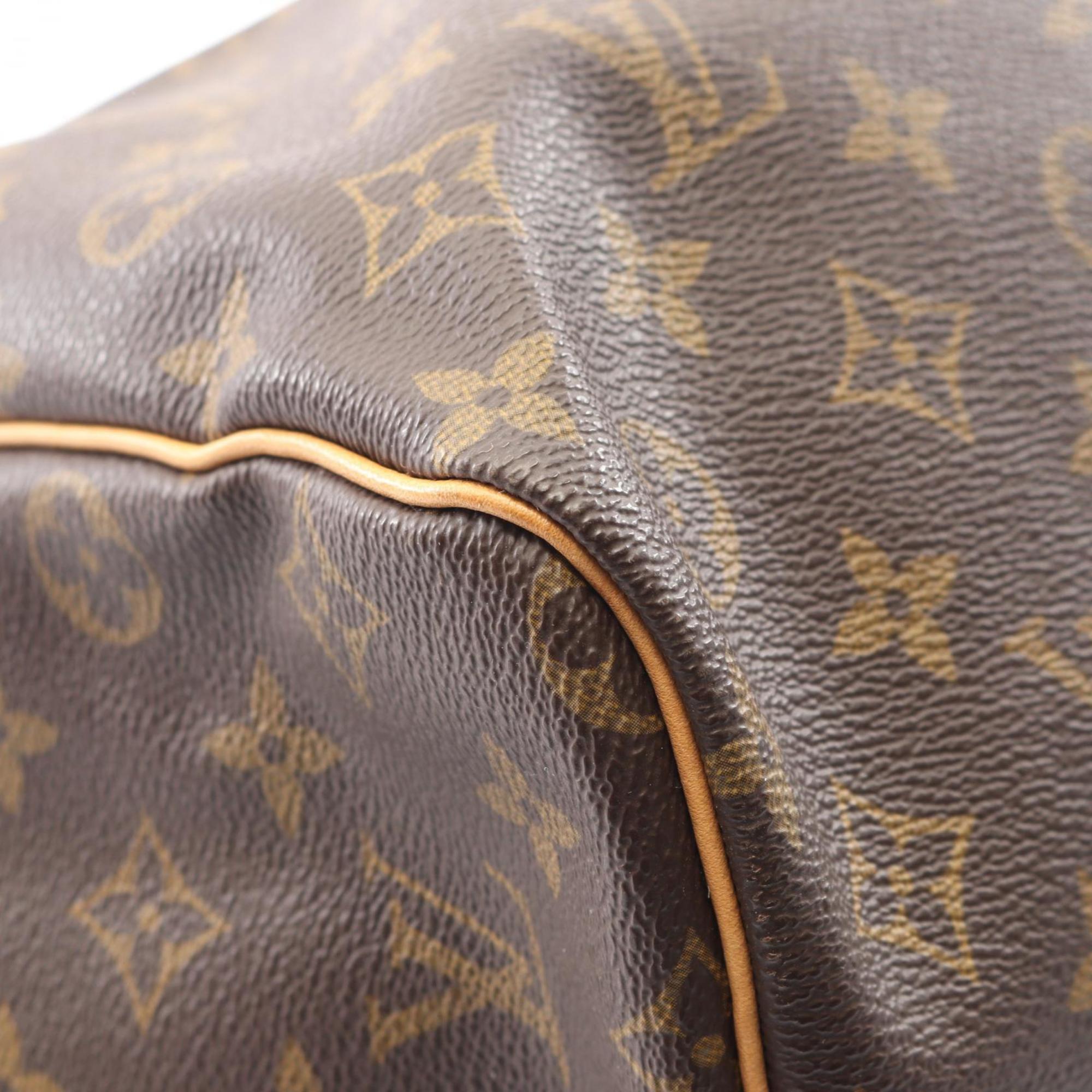 Louis Vuitton Brown Coated Canvas Leather Boston Bag Handbag