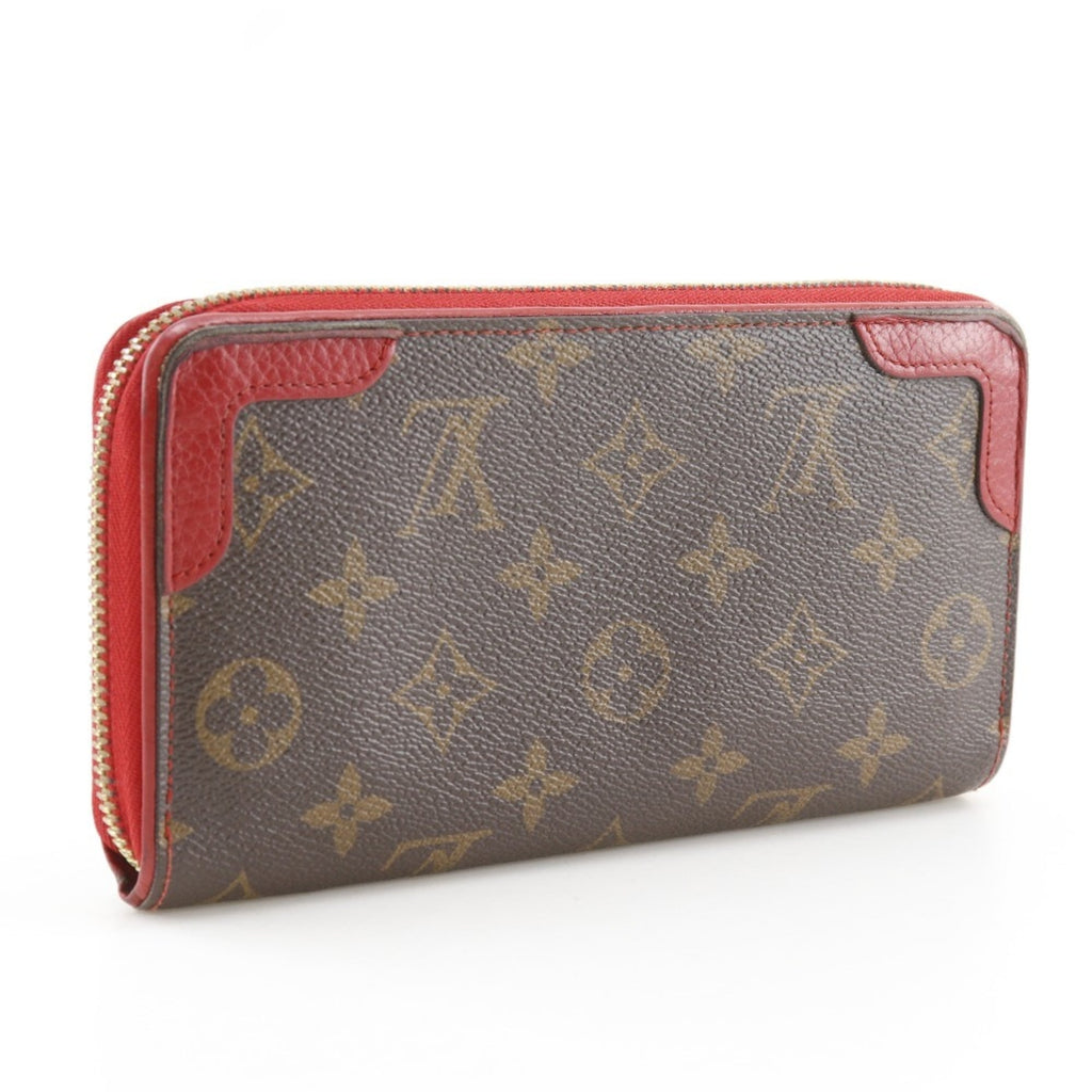 Louis Vuitton Brown Cerise Red Color Monogram Canvas Long Wallet