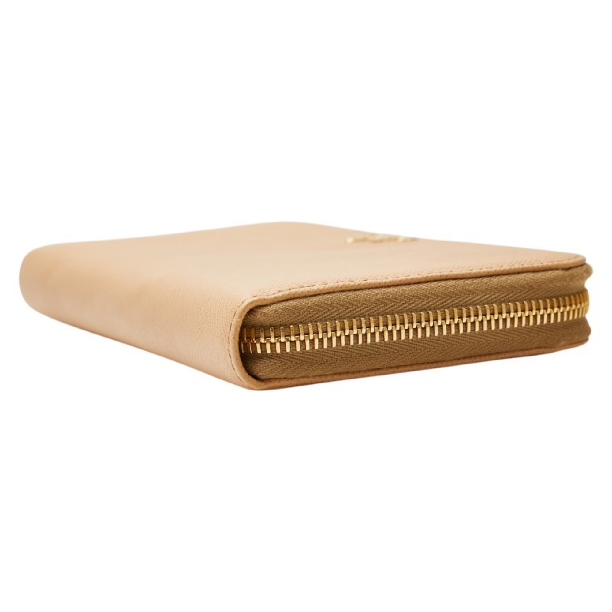 Prada Beige Leather Long Wallet (Bi-Fold)