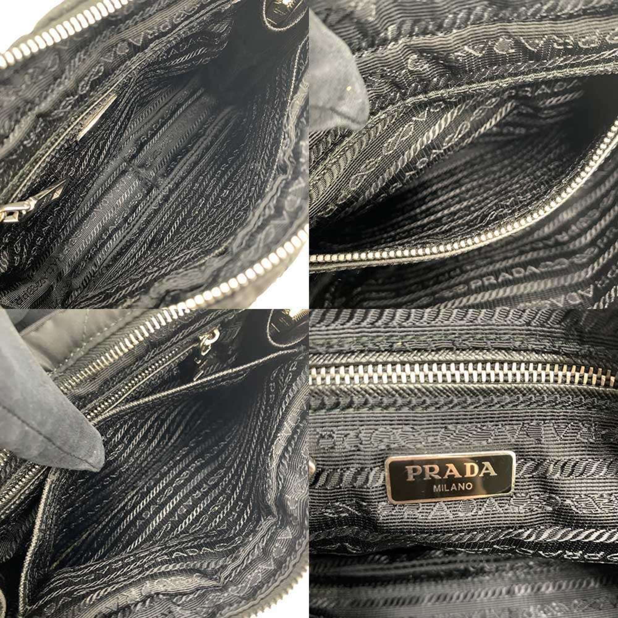 Prada Black Nylon Leather Handbag