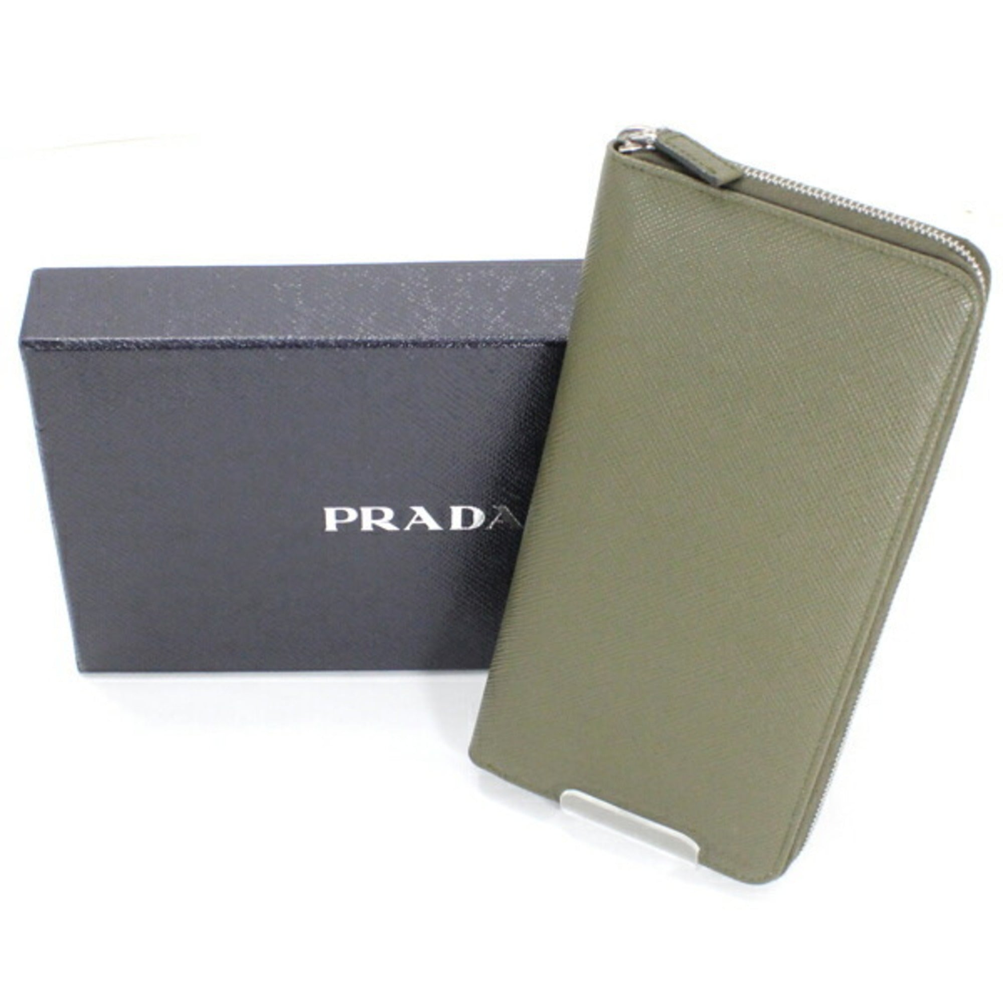 Prada Khaki Saffiano Long Wallet (Bi-Fold)
