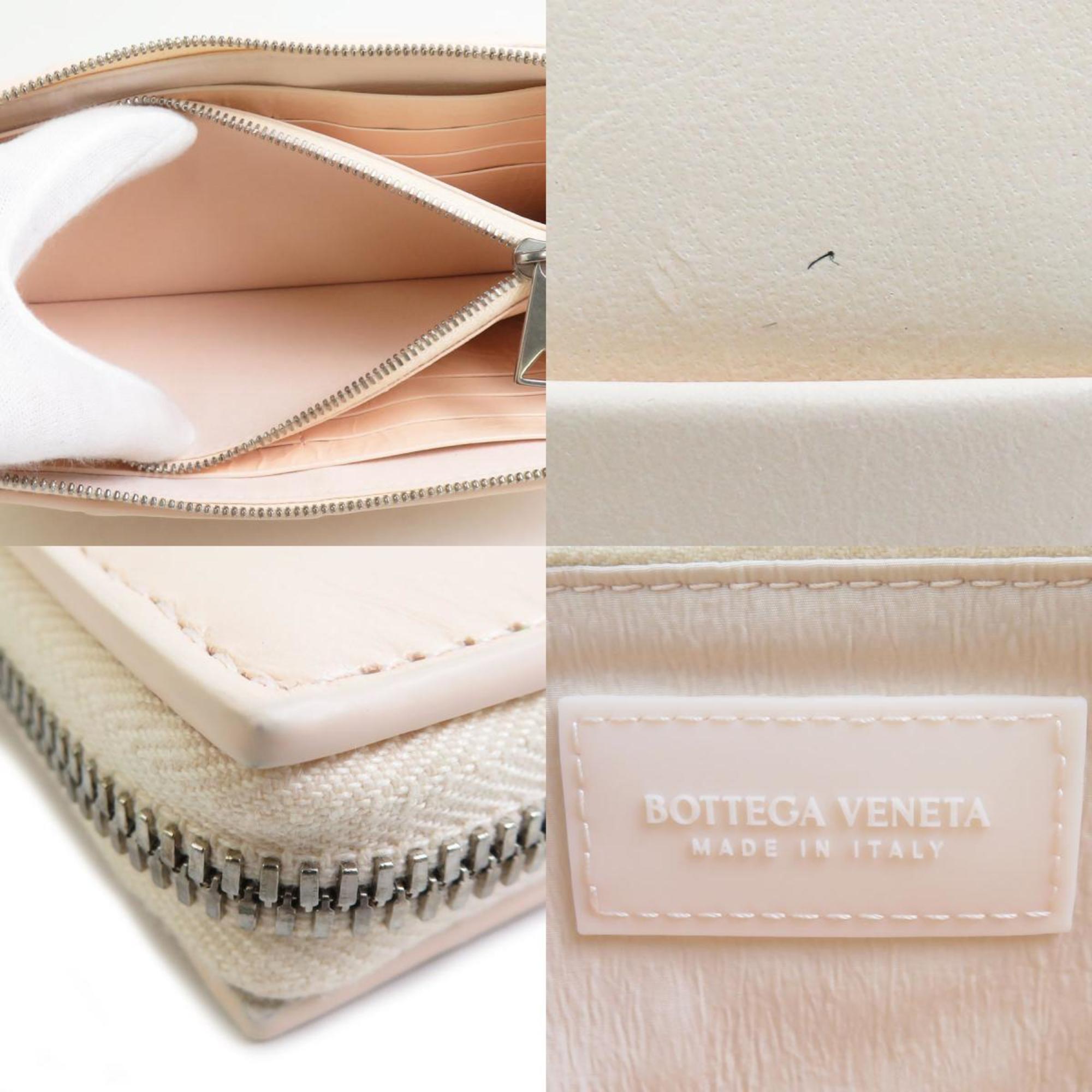Bottega Veneta Beige Leather Long Wallet (Bi-Fold)