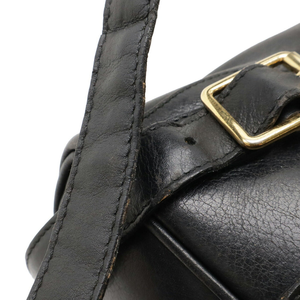 Gucci Black Bamboo Leather Backpack Shoulder Bag (Pre-Owned)