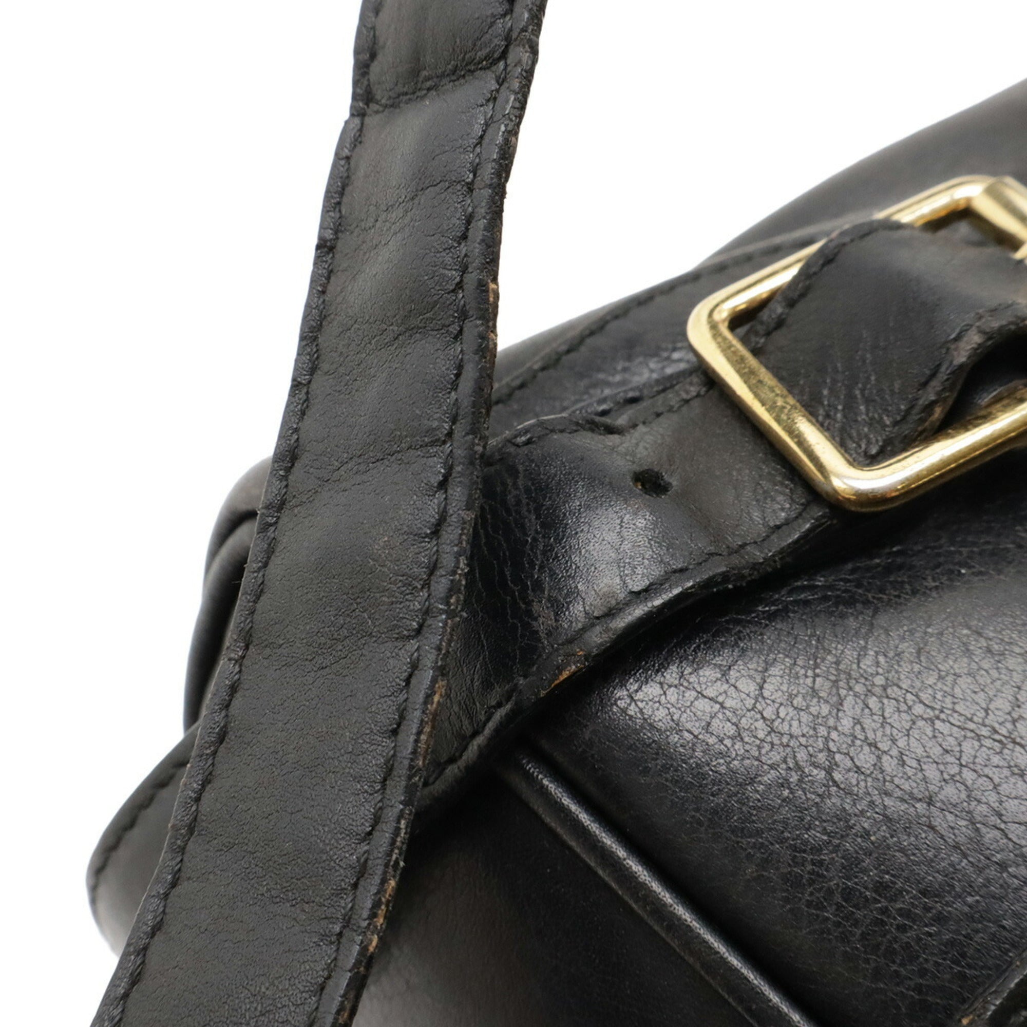 Gucci Black Bamboo Leather Backpack Shoulder Bag (Pre-Owned)