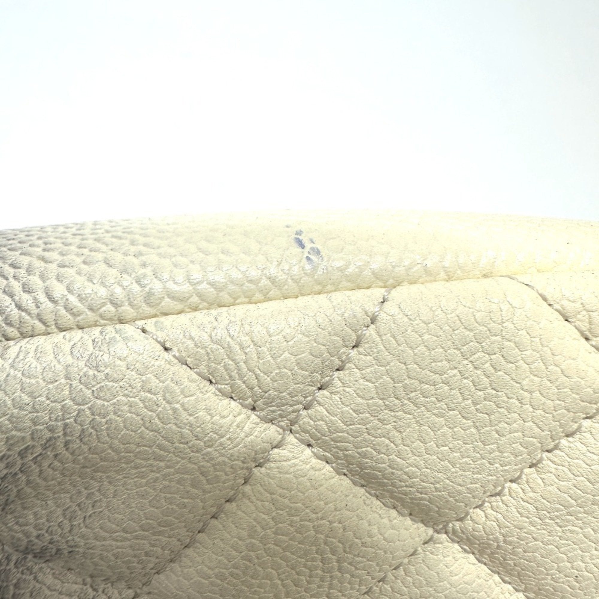 Chanel White Grained Calfskin Shoulder Bag