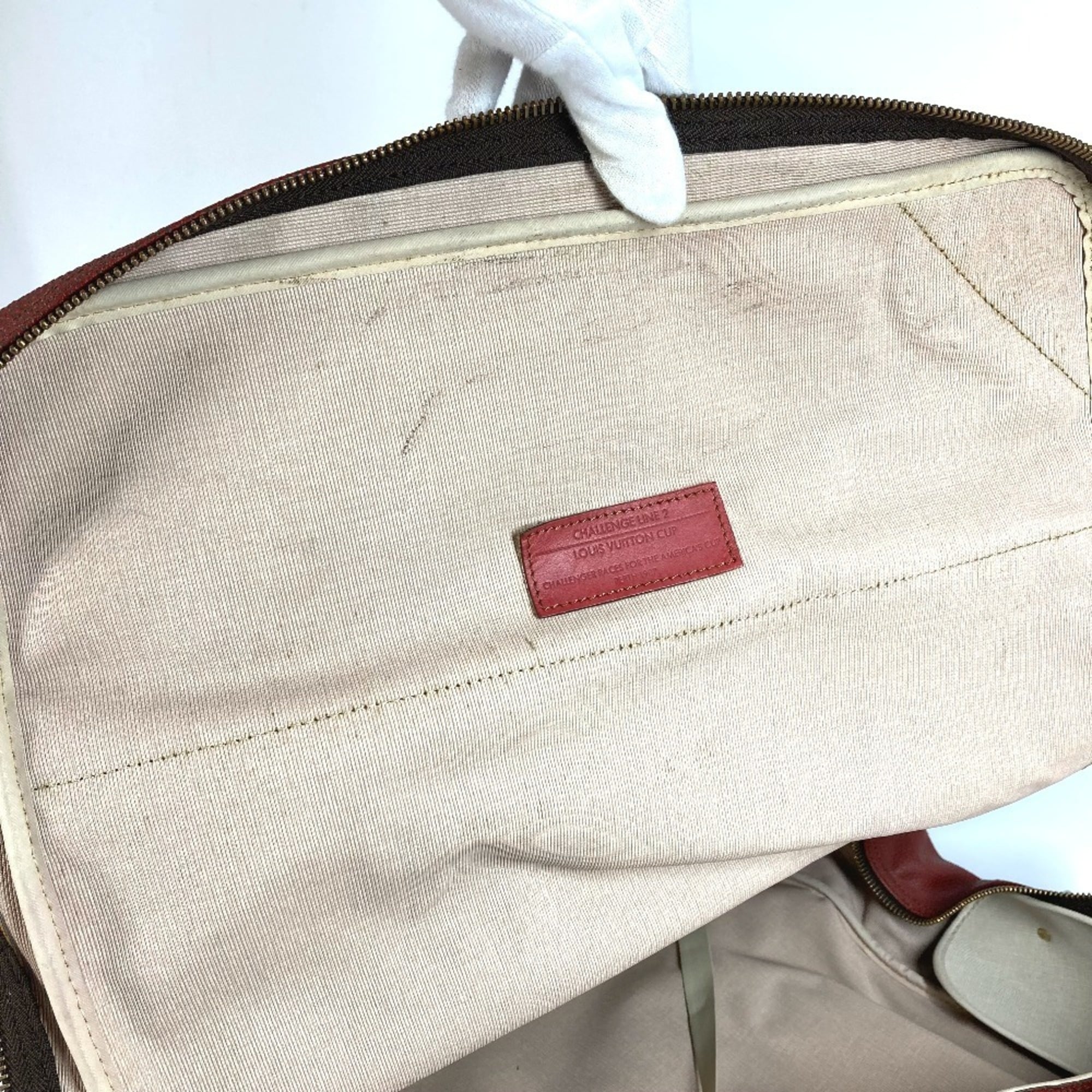 Louis Vuitton Red Color Leather Boston Bag Handbag Shoulder Bag