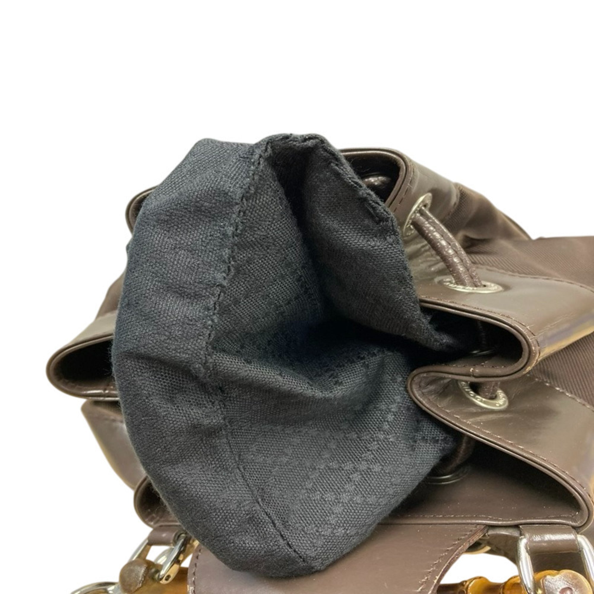 Gucci Brown Nylon Leather Shoulder Bag Sling Bag (Pre-Owned)