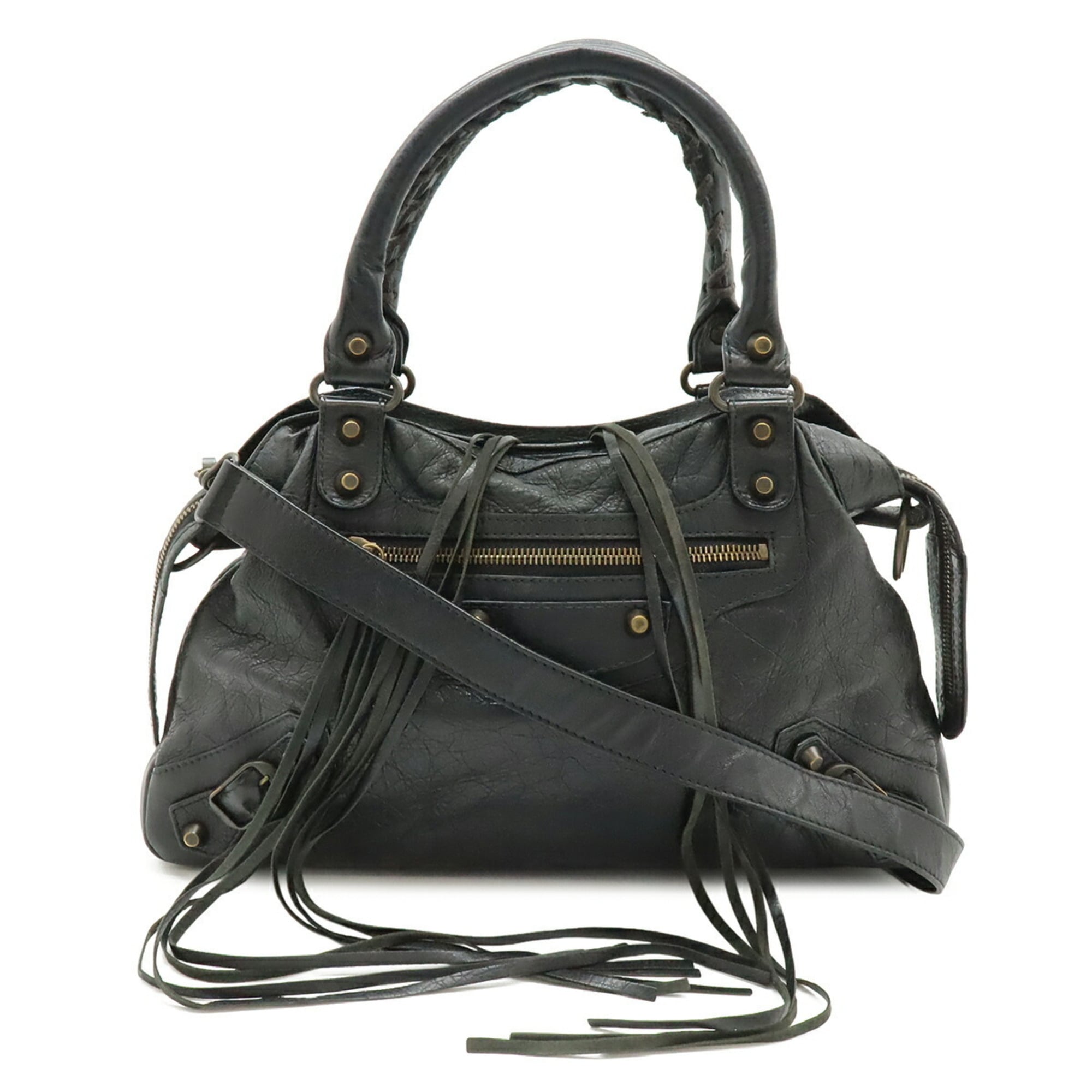 Balenciaga Black Leather Handbag Shoulder Bag Tote