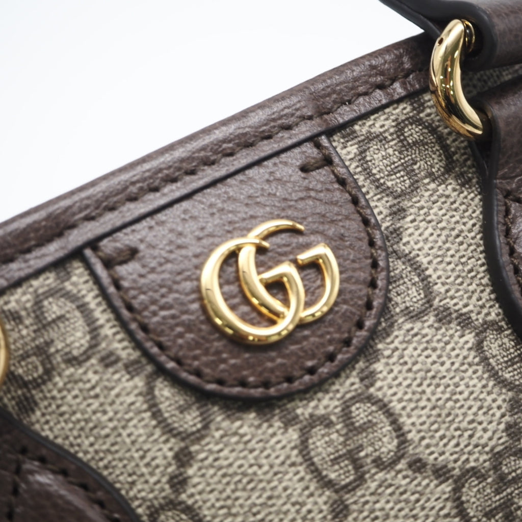 Gucci Ophidia Beige Brown Coated Canvas Handbag Tote Bag (Pre-Owned)