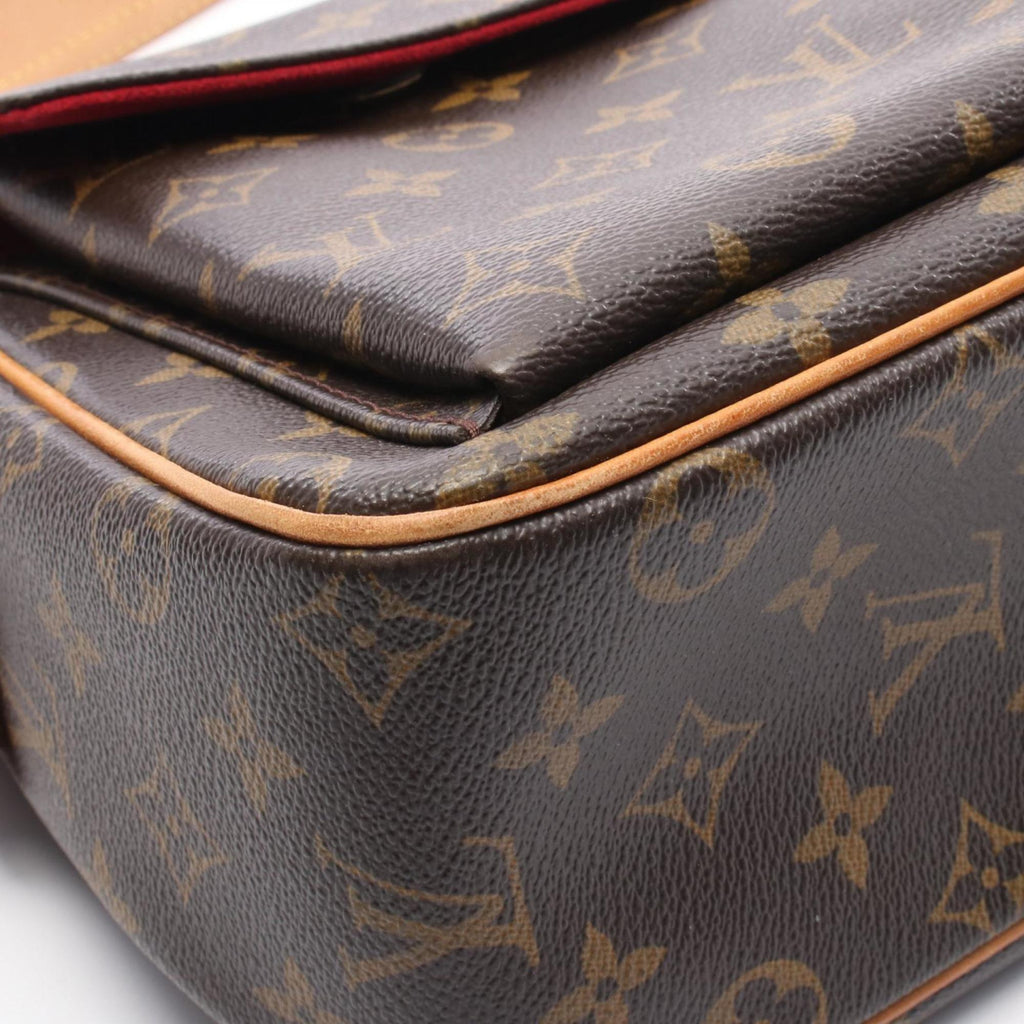 Louis Vuitton Brown Coated Canvas Leather Shoulder Bag