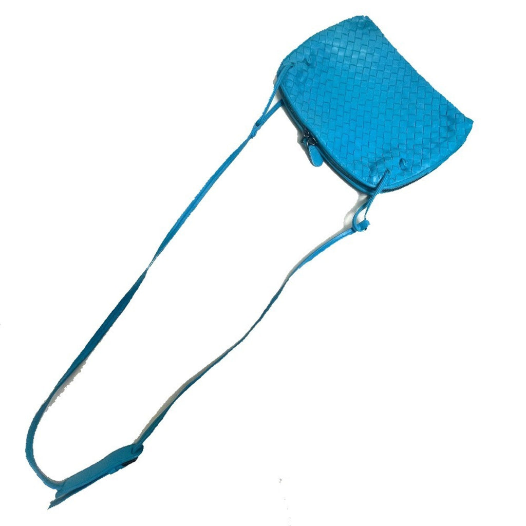 Bottega Veneta Intrecciato Blue Leather Shoulder Bag